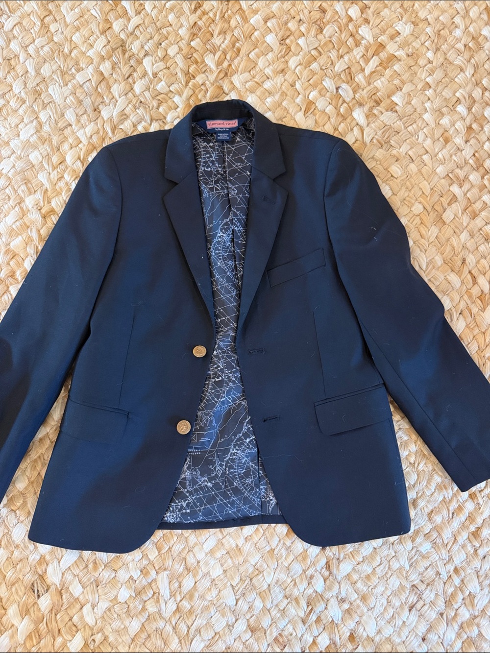 Vineyard Vines Boys Navy Blazer with Patterned Lining